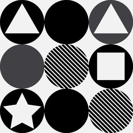 Geometry pattern with circle and square on white background,black and white pattern.のイラスト素材