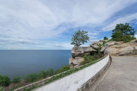 Mountain view with seascape on bright day.の写真素材