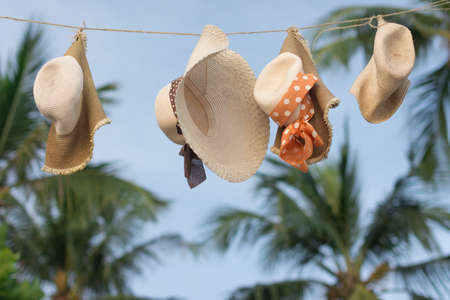 Dry women's hat in the sun,summer atmosphere.の写真素材