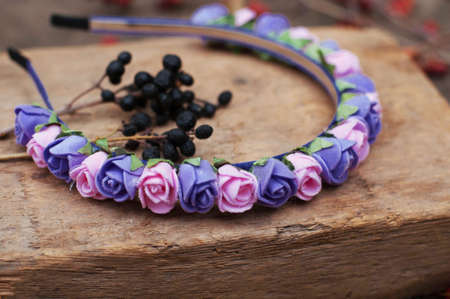 Handmade flowers wreathの写真素材