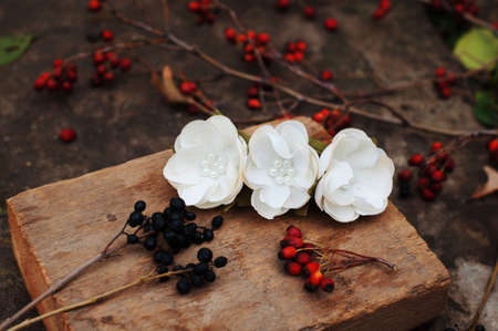 Handmade flowers wreathの写真素材