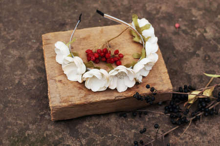 Handmade flowers wreathの写真素材