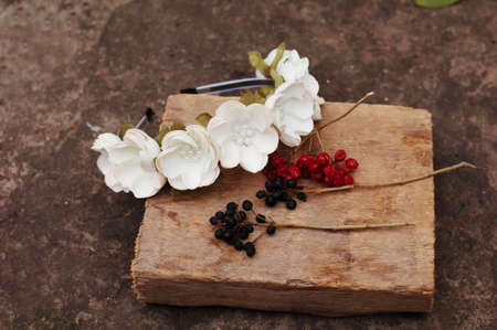 Handmade flowers wreathの写真素材