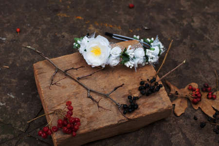 Handmade flowers wreathの写真素材