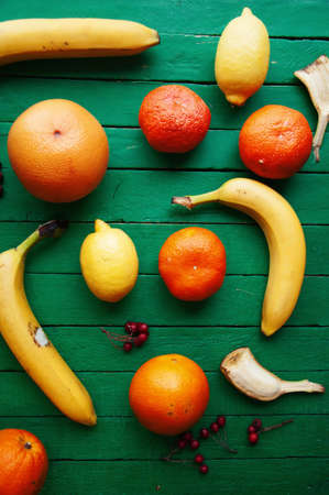 Fruit in a cut closeup, grapefruit, orange, lemon, tangerine, fruit background. rustic food. fruit....