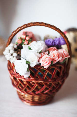 Hoop from flowers, wreath with colored flowers. Handmade flowers wreath on white. Accessory. Artificial flowers. Hair accessories. Beauty. Fashion. Decoration for the head. Wreath hair.の写真素材