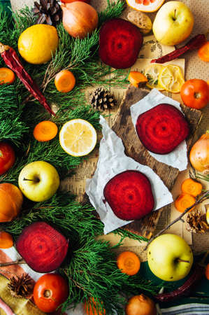 Different raw vegetables background. Healthy eating. Clean eatinの写真素材