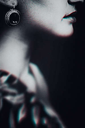 Portrait of a beautiful young girl outdoors. Outdoors portrait of beautiful young brunette woman looking at camera.の写真素材