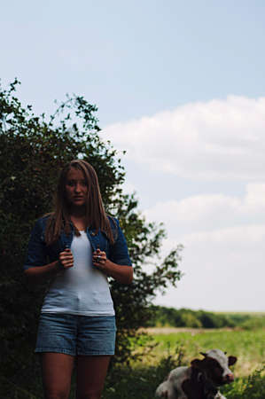 Portrait of a beautiful young girl outdoors. Outdoors portrait of beautiful young brunette woman...
