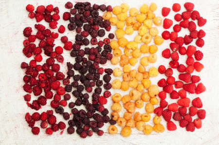 Colorful mix of fruits on black background. View from above. Fresh Organic Berries ,  so you can eat . Various fruitの写真素材