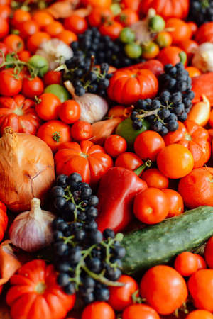 Vegetable background. Healthy lifestyle. The concept of proper nutritionの写真素材