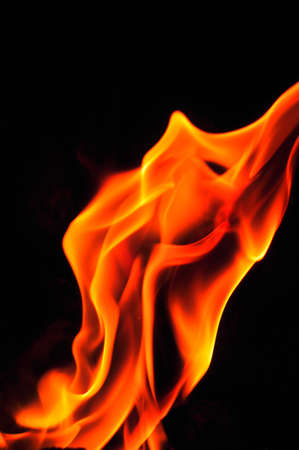 Fire flames on a black background. Blaze fire flame texture background. Close up of fire flames...
