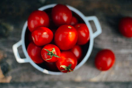 Tomatoes background. vintage wooden backgroundの写真素材