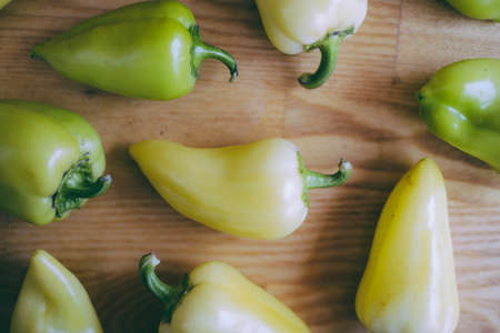 Raw Green Organic Bell Peppersの写真素材