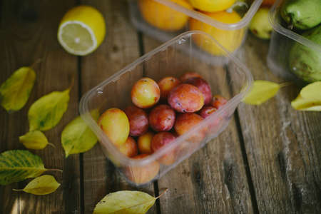 Autumn fruit background. Autumn Thanksgiving seasonal fruit. Nature backgroundの写真素材