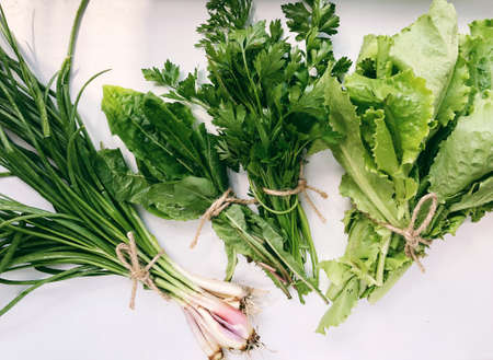 Different raw vegetables and fruits background.Healthy eating.の写真素材