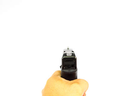 pull a trigger gun isolate bakgroundの写真素材