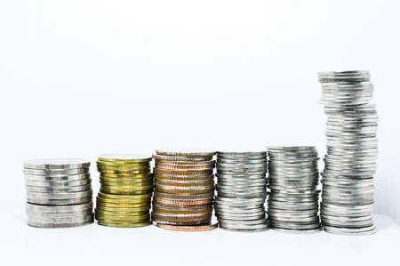 Financial success money growth concept on coinsの写真素材