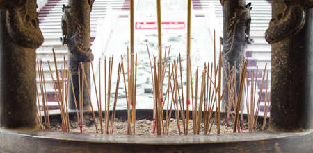 incense worship in the chinese templeの写真素材