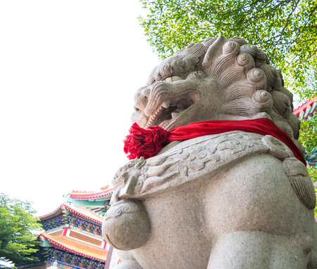 lion statue in the templeの写真素材