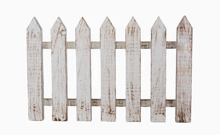 Isolated white picket fenceの写真素材