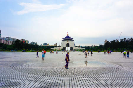 Taipei, Taiwan - May 2016: Visitors from all over the world are visiting Freedom Square in front of...