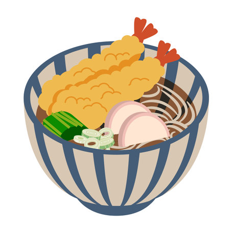 Illustration of shrimp tempura sobaのイラスト素材