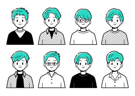 Young Men Set Simple Touchのイラスト素材