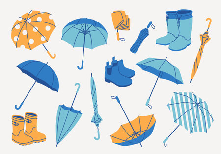 Rain gear graphic material setのイラスト素材