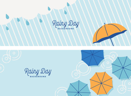 Rain image background banner setのイラスト素材