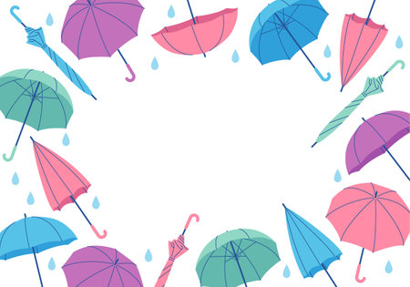 Frame material with an umbrella motif that can be used in the rainy seasonのイラスト素材