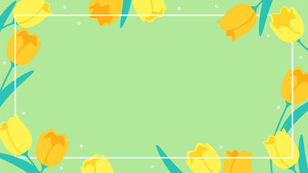 Spring flower background material, yellow tulipsのイラスト素材