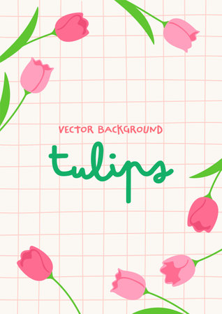 Background material designed with cute tulip flowersのイラスト素材