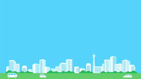 Cityscape and blue sky sceneryのイラスト素材