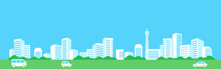 Cityscape and blue sky sceneryのイラスト素材