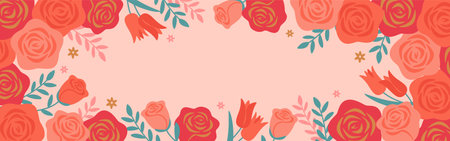 Gorgeous design frame of rose flowersのイラスト素材