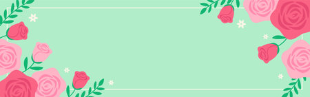 Cute design frame of red and pink rosesのイラスト素材