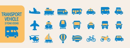Transport aircraft and vehicle icon setのイラスト素材