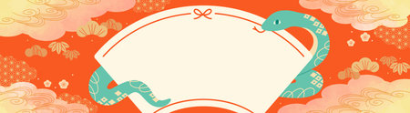 Japanese-style title frame for the year of the snake, New Year background materialのイラスト素材