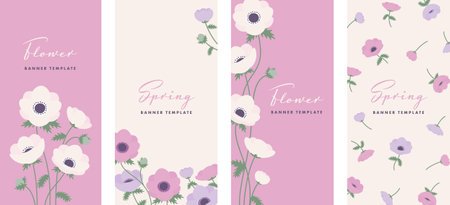 Lovely anemone flower cover designのイラスト素材