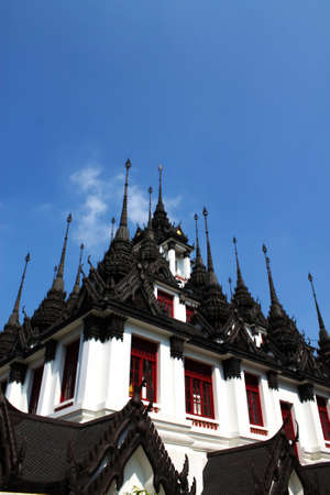 Loha Prasat Metal Palace in Bangkok Thailand named Wat Ratchanaddaram
