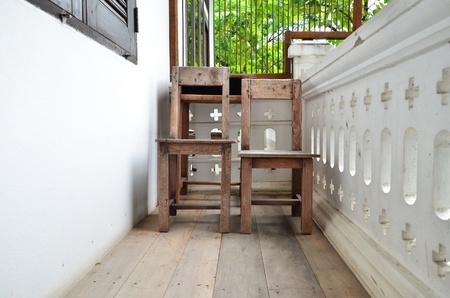 Old wood chair on terrace.の写真素材