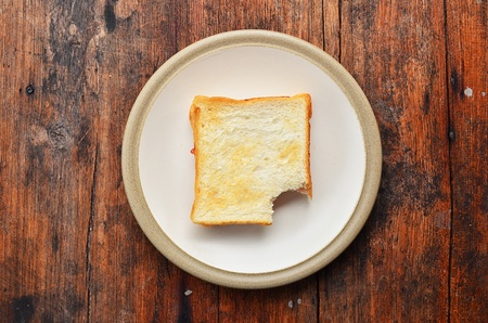 Bread on white dish の写真素材