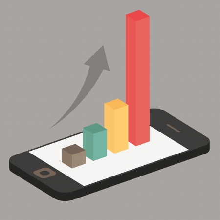 graph on smartphone vectorのイラスト素材