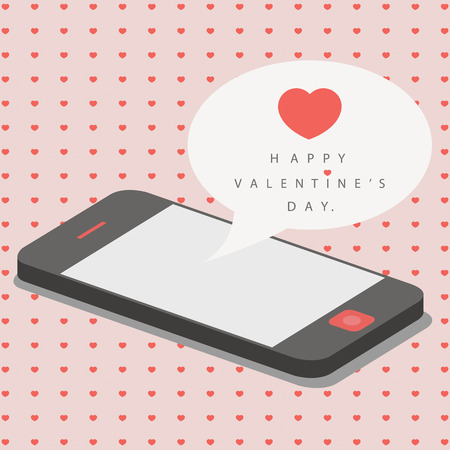 smartphone with love message for valentine dayのイラスト素材