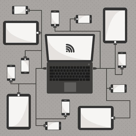 technology and social connection vector