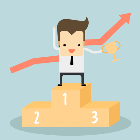 Businessman the winner with chartのイラスト素材