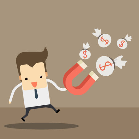 businessman with money red magnetのイラスト素材