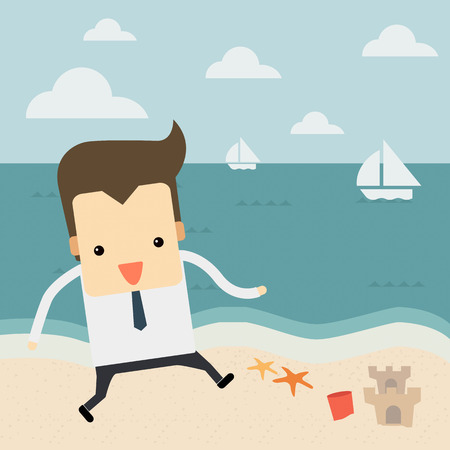 businessman at the beachのイラスト素材