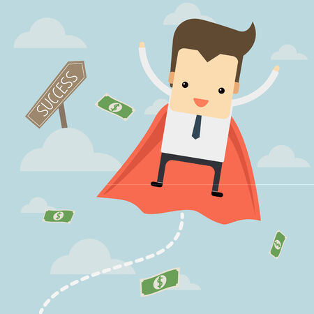 businessman fly to success on the skyのイラスト素材